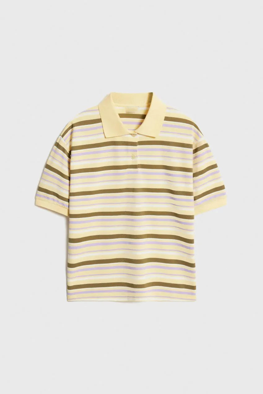 Polo Neck T Shirt Women Soft Chic Tees 95% Cotton Jumper Clothes Loose Casual Pullover 2025 Summer New Crop Tops364