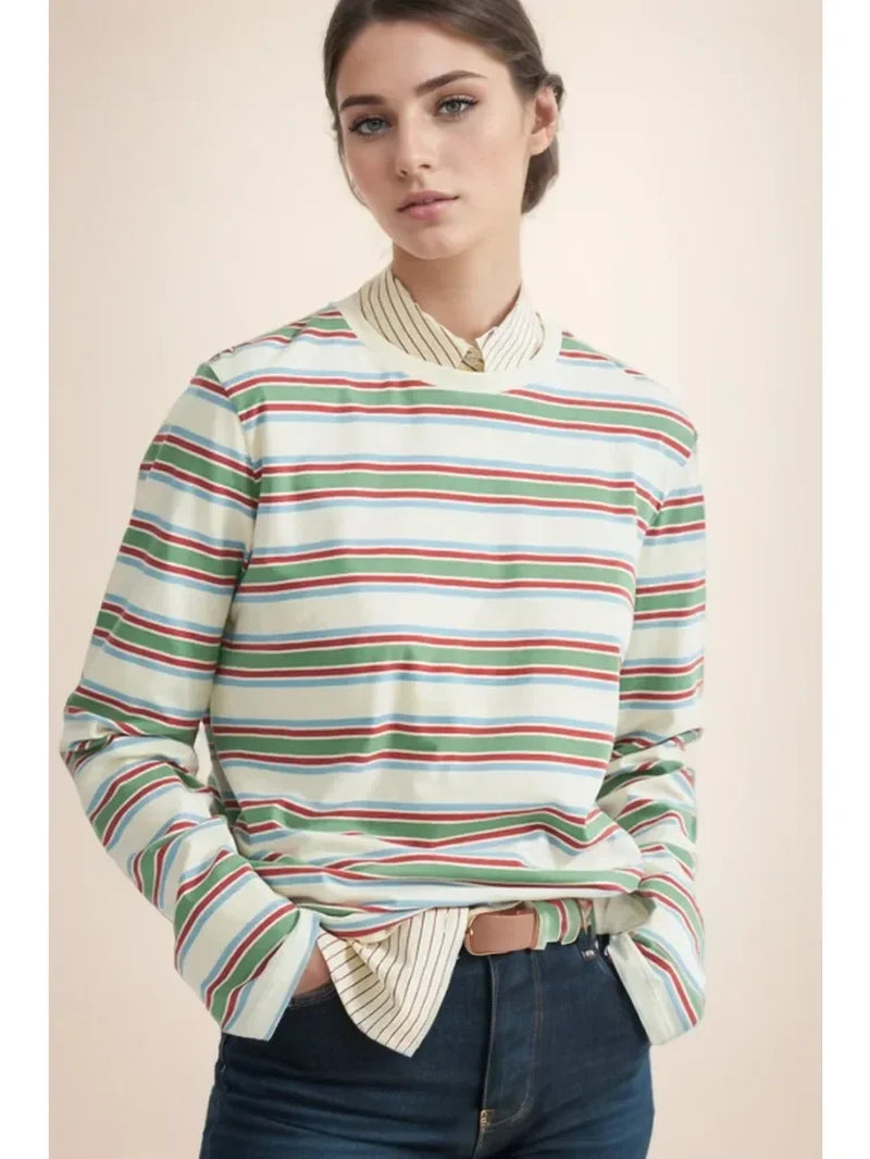 Polo Neck T Shirt Women Soft Chic Tees 95% Cotton Jumper Clothes Loose Casual Pullover 2025 Summer New Crop Tops364